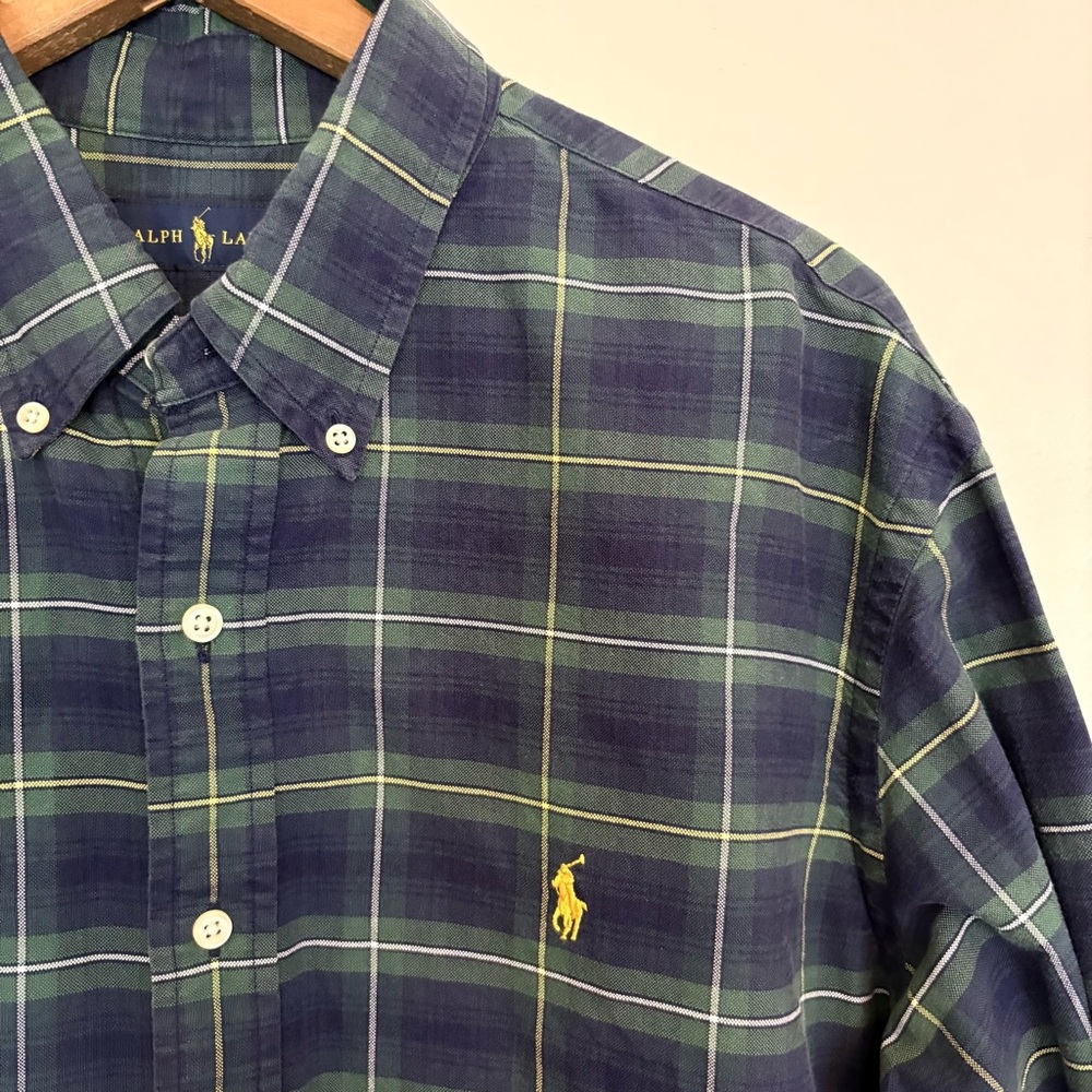Polo by Ralph Lauren Blue and Green Plaid Dress Shirt